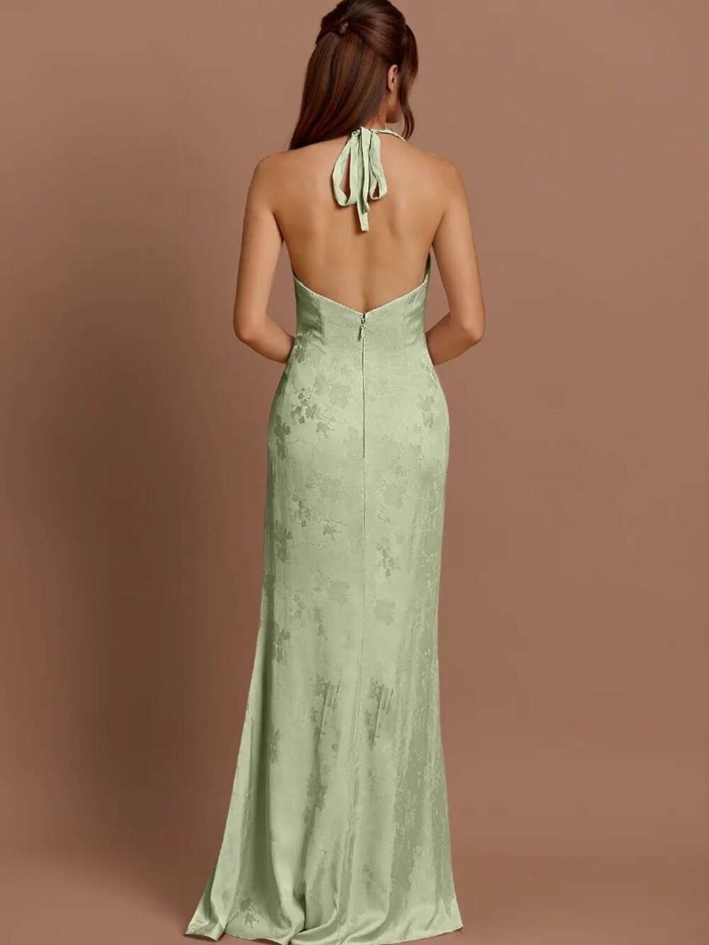 Light Green Halter Maxi Dress - Picture 2 of 5